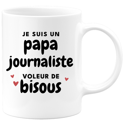 quotedazur - Mug Je Suis Un Papa Journaliste Voleur De Bisous - Cadeau Fête Des Pères Original - Idée Cadeau Pour Anniversaire Papa - Cadeau Pour Futur Papa Naissance