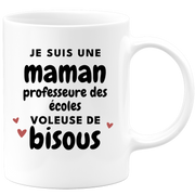 quotedazur - Mug I Am A School Teacher Mom Thief Of Kisses - Original Mother's Day Gift - Gift Idea For Mom Birthday - Gift For Future Mom Birth