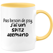quotedazur - Mug Pas Besoin De Psy J'ai Un Spitz Allemand - Cadeau Humour Chien - Tasse Originale Animaux Cadeau Noël Anniversaire
