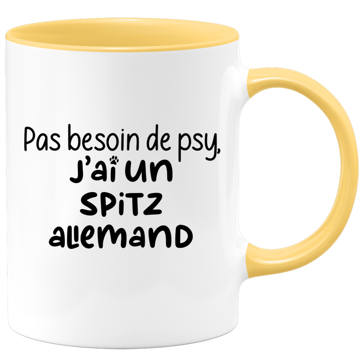 quotedazur - Mug Pas Besoin De Psy J'ai Un Spitz Allemand - Cadeau Humour Chien - Tasse Originale Animaux Cadeau Noël Anniversaire