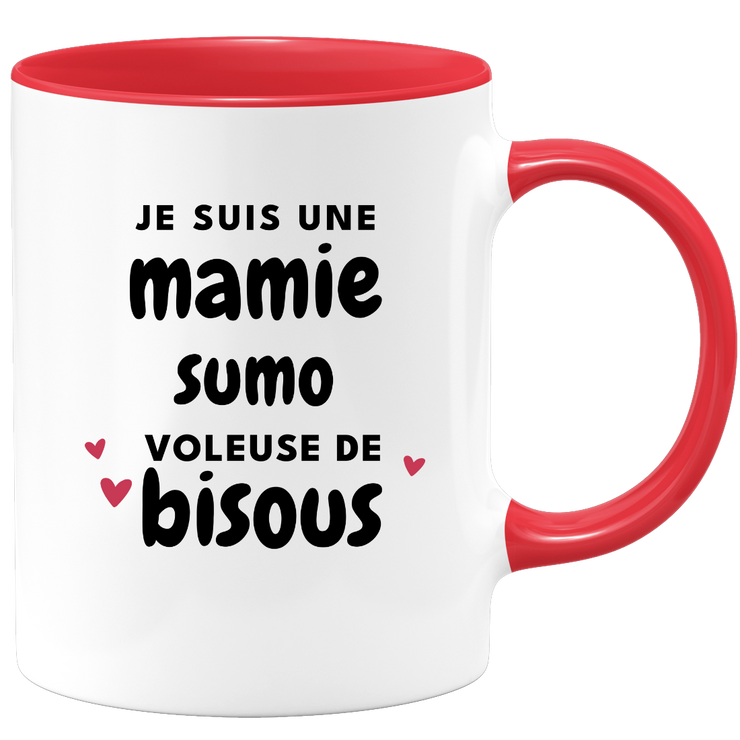 quotedazur - Mug Je Suis Une Mamie Sumo Voleuse De Bisous - Cadeau Fête Des Grand Mères Original - Idée Cadeau Pour Anniversaire Mémé Sumo - Cadeau Future Mamy Naissance