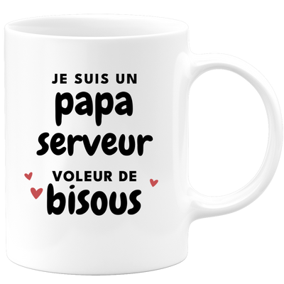 quotedazur - Mug Je Suis Un Papa Serveur Voleur De Bisous - Cadeau Fête Des Pères Original - Idée Cadeau Pour Anniversaire Papa - Cadeau Pour Futur Papa Naissance