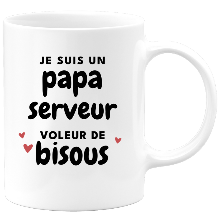 quotedazur - Mug Je Suis Un Papa Serveur Voleur De Bisous - Cadeau Fête Des Pères Original - Idée Cadeau Pour Anniversaire Papa - Cadeau Pour Futur Papa Naissance