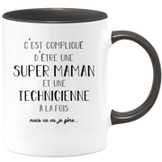 quotedazur - Mug Super Maman Et Technicienne A La Fois Mais Je Gère - Tasse Cadeau Maman Fête Des Mères Anniversaire - Cadeau Pour Jeune Ou Future Maman Suite À Une Naissance