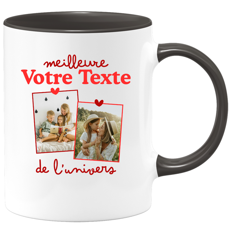 Mug deux photos personnalisé meilleure de l'univers pour femme - Métier famille prénom couple parent
