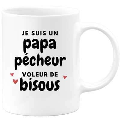 quotedazur - Mug Je Suis Un Papa Pécheur Voleur De Bisous - Cadeau Fête Des Pères Original - Idée Cadeau Pour Anniversaire Papa - Cadeau Pour Futur Papa Naissance