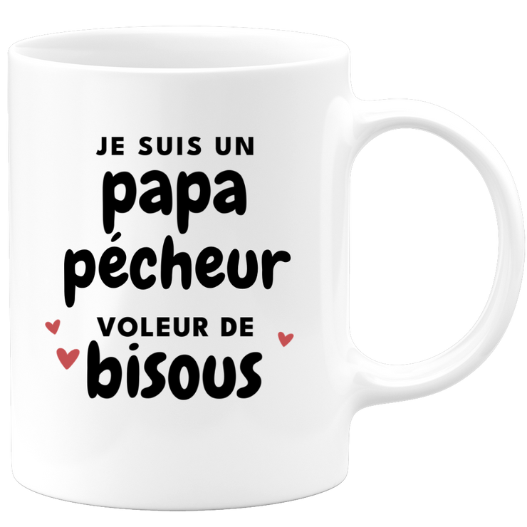 quotedazur - Mug Je Suis Un Papa Pécheur Voleur De Bisous - Cadeau Fête Des Pères Original - Idée Cadeau Pour Anniversaire Papa - Cadeau Pour Futur Papa Naissance