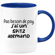 quotedazur - Mug Pas Besoin De Psy J'ai Un Spitz Allemand - Cadeau Humour Chien - Tasse Originale Animaux Cadeau Noël Anniversaire