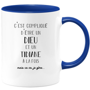 quotedazur - Mug Compliqué D'Être Un Dieu Et Un Tidiane Mais Ça Va Je Gère - Cadeau Humour Prénom - Idée Cadeau Famille Saint Valentin - Tasse Prénom Tidiane
