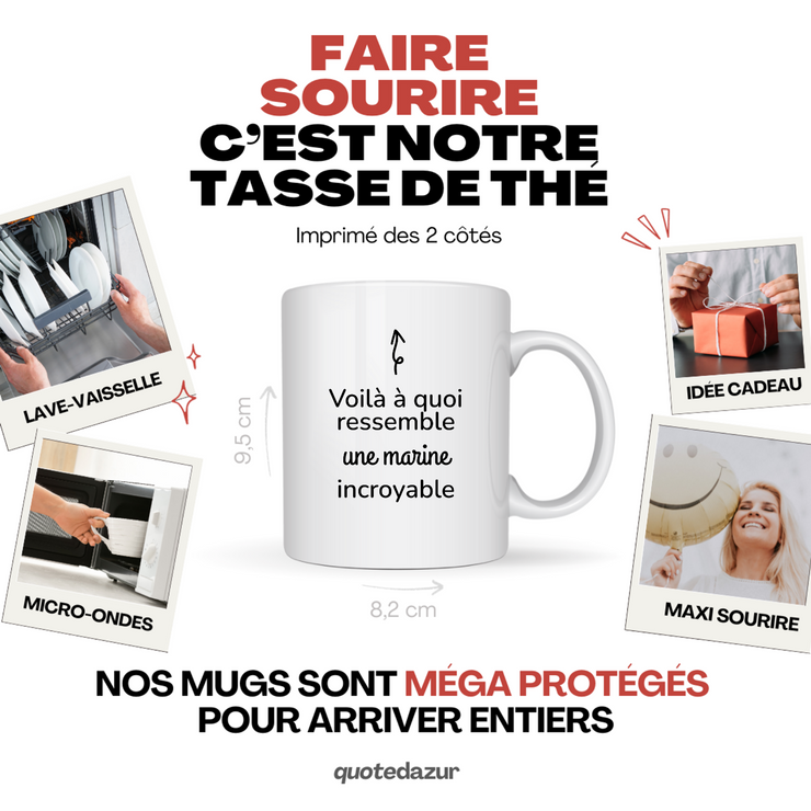 QUOTEDAZUR - Mug "Voilà À Quoi Ressemble Une Marine Incroyable" - Cadeau Pour Marine - Cadeau Personnalisé Pour Femme - Cadeau Original Anniversaire Ou Noël