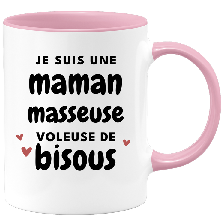 quotedazur - Mug Je Suis Une Maman Masseuse Voleuse De Bisous - Cadeau Fête Des Mères Original - Idée Cadeau Pour Anniversaire Maman - Cadeau Pour Future Maman Naissance