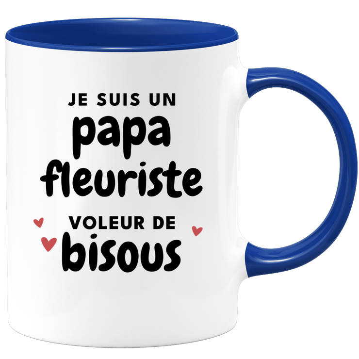 quotedazur - Mug Je Suis Un Papa Fleuriste Voleur De Bisous - Cadeau Fête Des Pères Original - Idée Cadeau Pour Anniversaire Papa - Cadeau Pour Futur Papa Naissance