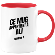 Mug Ce mug appartient à Ali, compris ?