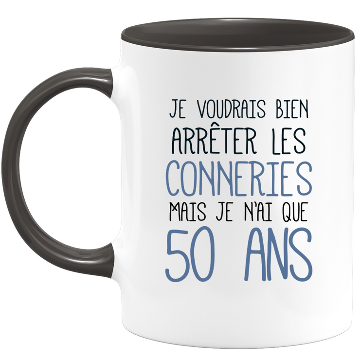 Mug Anniversaire 50 ans Rigolo Drôle - Tasse Fun Idée Cadeau Anniversaire 50 ans Homme Femme Humour Original
