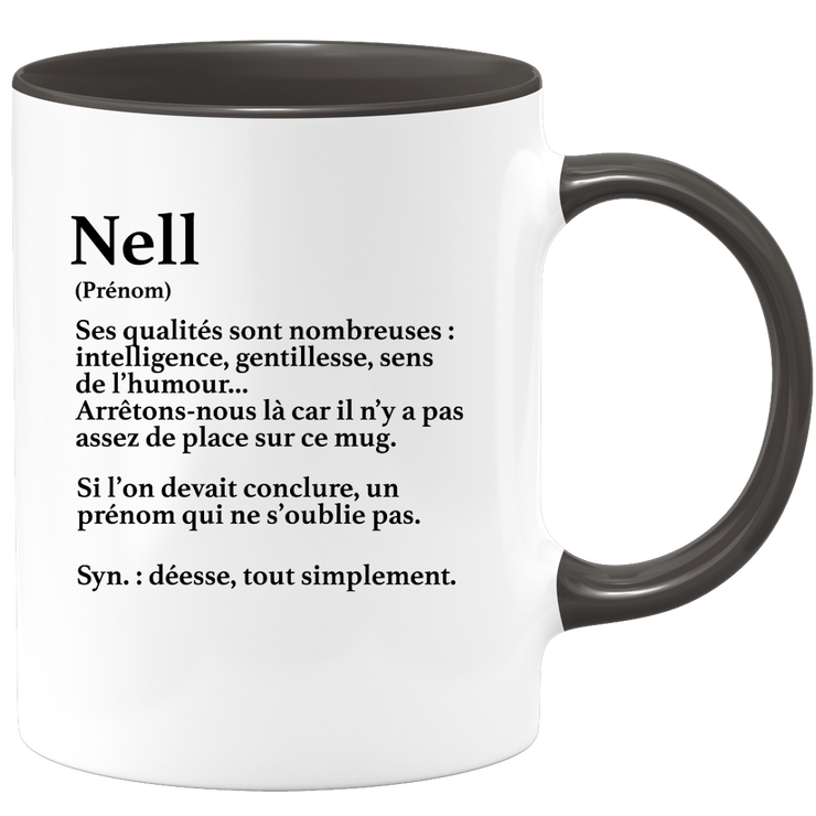 Mug Gift Nell - definition Nell - Personalized first name gift Birthday Woman Christmas departure colleague - Ceramic - White