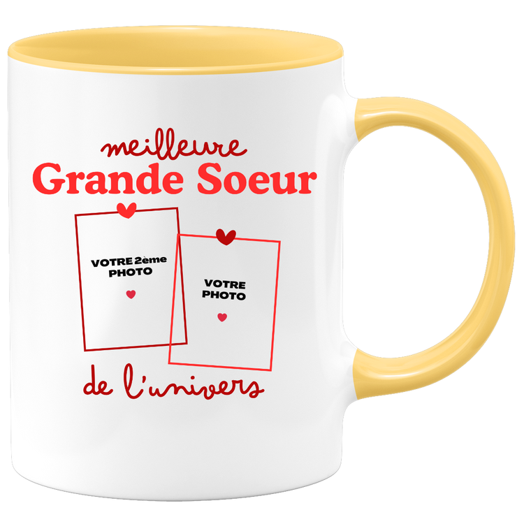 Mug Meilleure Grande Soeur de l'univers - Mug personnalisé avec 2 photos famille