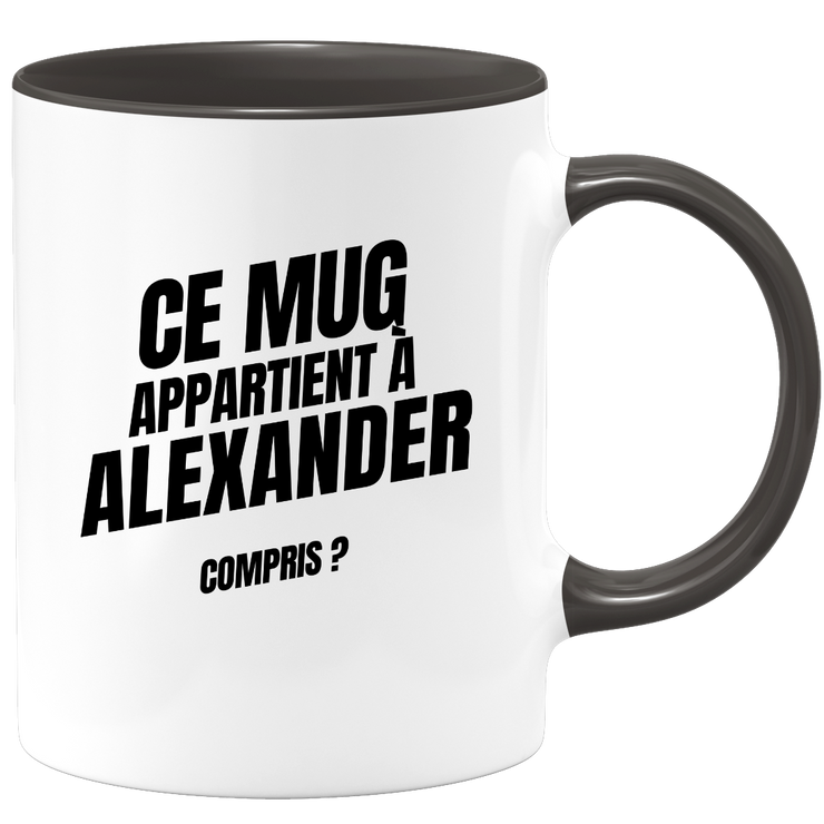 Mug Ce mug appartient à Alexander, compris ?