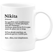 Mug Gift Nikita - definition Nikita - Personalized first name gift Birthday Man Christmas departure colleague - Ceramic - White