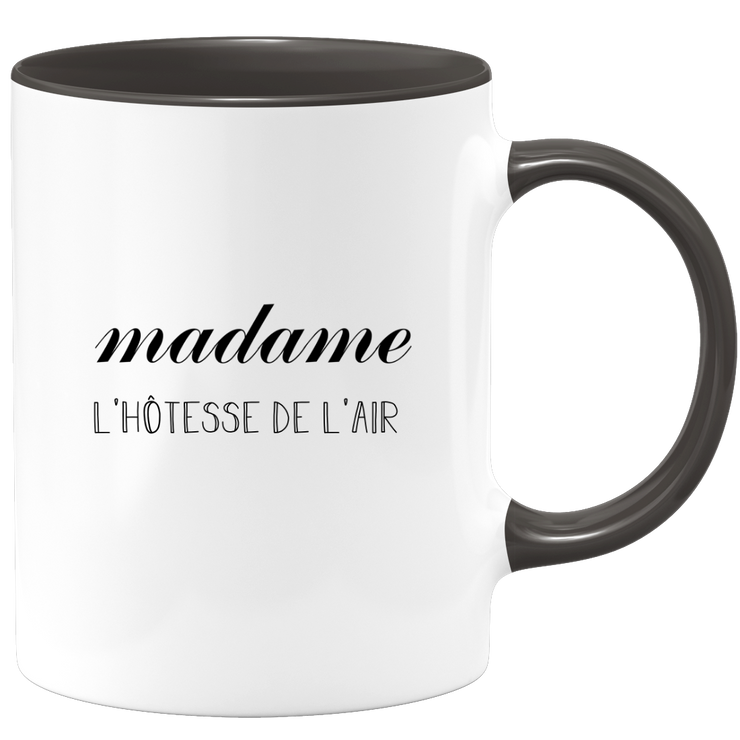 quotedazur - Mug Madame L'Hotesse De L'Air - Cadeau Pour Hotesse de l air - Cadeau Personnalisé Pour Femme - Cadeau Original Anniversaire Ou Noël
