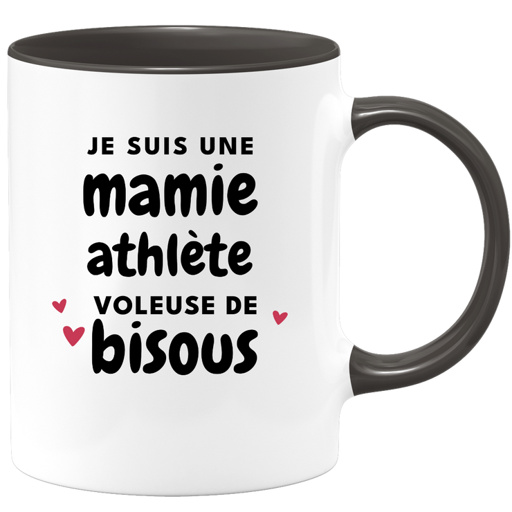 quotedazur - Mug Je Suis Une Mamie Athlète Voleuse De Bisous - Cadeau Fête Des Grand Mères Original - Idée Cadeau Pour Anniversaire Mémé Athlétisme - Cadeau Future Mamy Naissance