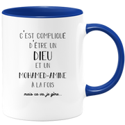 quotedazur - Mug Compliqué D'Être Un Dieu Et Un Mohamed-amine Mais Ça Va Je Gère - Cadeau Humour Prénom - Idée Cadeau Famille Saint Valentin - Tasse Prénom Mohamed-amine