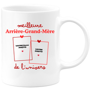 Mug Meilleure Arrière-grand-mère de l'univers - Mug personnalisé avec 2 photos famille