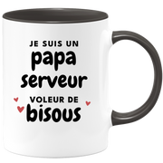 quotedazur - Mug Je Suis Un Papa Serveur Voleur De Bisous - Cadeau Fête Des Pères Original - Idée Cadeau Pour Anniversaire Papa - Cadeau Pour Futur Papa Naissance