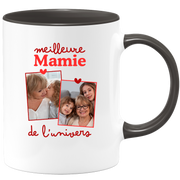 Mug Meilleure mamie de l'univers - Mug personnalisé avec 2 photos famille