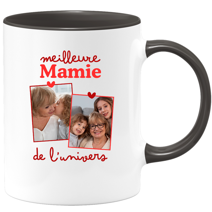 Mug Meilleure mamie de l'univers - Mug personnalisé avec 2 photos famille