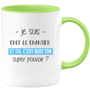 quotedazur - Mug Je Suis Chef de chantier Et Toi C'est Quoi Ton Super Pouvoir - Cadeau Humour Travail - Idée Cadeau Départ Collègue - Tasse Chef Chef de chantier - Idéal Pour Noël Au Bureau