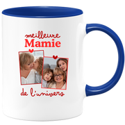 Mug Meilleure mamie de l'univers - Mug personnalisé avec 2 photos famille