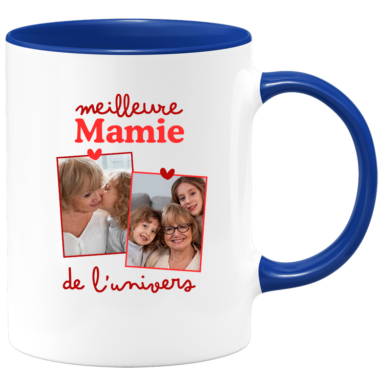 Mug Meilleure mamie de l'univers - Mug personnalisé avec 2 photos famille