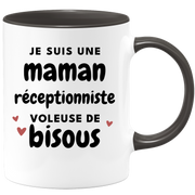 quotedazur - Mug I'm A Receptionist Mum Who Steals Kisses - Original Mother's Day Gift - Gift Idea For Mum Birthday - Gift For Future Mum Birth
