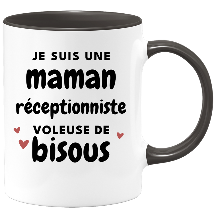 quotedazur - Mug I'm A Receptionist Mum Who Steals Kisses - Original Mother's Day Gift - Gift Idea For Mum Birthday - Gift For Future Mum Birth