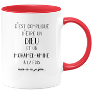 quotedazur - Mug Compliqué D'Être Un Dieu Et Un Mohamed-amine Mais Ça Va Je Gère - Cadeau Humour Prénom - Idée Cadeau Famille Saint Valentin - Tasse Prénom Mohamed-amine