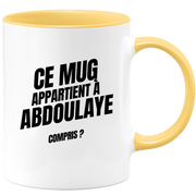 Mug Ce mug appartient à Abdoulaye, compris ?