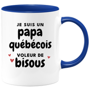 quotedazur - Mug Je Suis Un Papa Québécois Voleur De Bisous - Cadeau Fête Des Pères Original - Idée Cadeau Pour Anniversaire Papa - Cadeau Pour Futur Papa Naissance