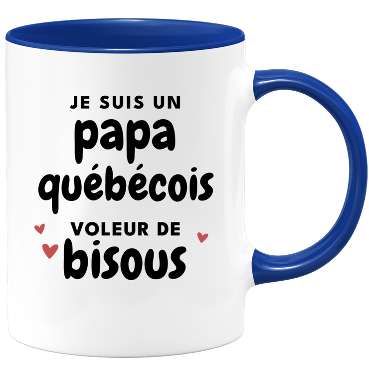 quotedazur - Mug Je Suis Un Papa Québécois Voleur De Bisous - Cadeau Fête Des Pères Original - Idée Cadeau Pour Anniversaire Papa - Cadeau Pour Futur Papa Naissance