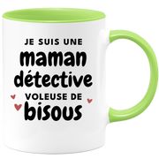 quotedazur - Mug Je Suis Une Maman Détective Voleuse De Bisous - Cadeau Fête Des Mères Original - Idée Cadeau Pour Anniversaire Maman - Cadeau Pour Future Maman Naissance
