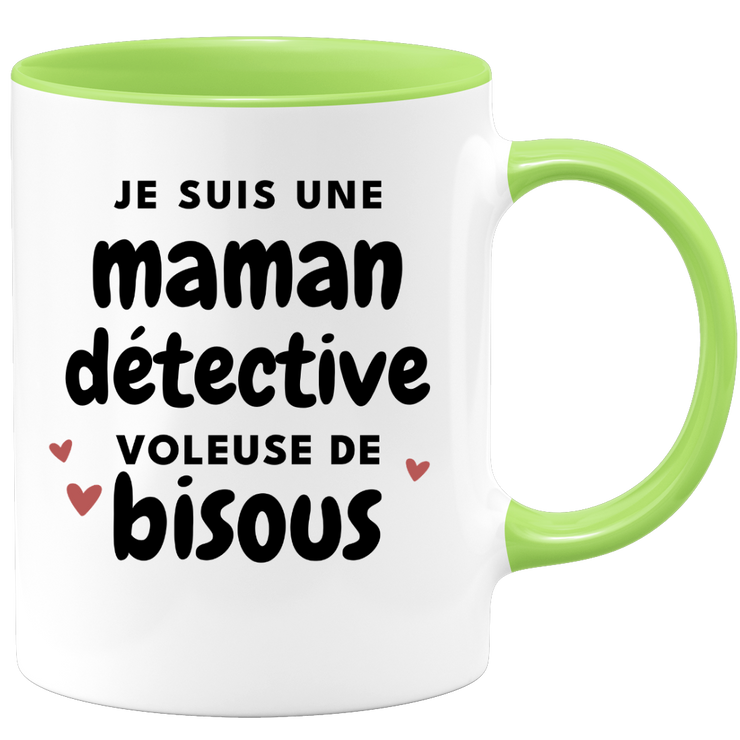 quotedazur - Mug Je Suis Une Maman Détective Voleuse De Bisous - Cadeau Fête Des Mères Original - Idée Cadeau Pour Anniversaire Maman - Cadeau Pour Future Maman Naissance