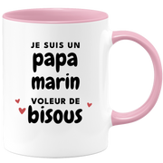 quotedazur - Mug Je Suis Un Papa Marin Voleur De Bisous - Cadeau Fête Des Pères Original - Idée Cadeau Pour Anniversaire Papa - Cadeau Pour Futur Papa Naissance