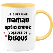 quotedazur - Mug I Am An Optician Mum Thief Of Kisses - Original Mother's Day Gift - Gift Idea For Mom Birthday - Gift For Future Mom Birth