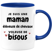 quotedazur - Mug Je Suis Une Maman élèveuse de chevaux Voleuse De Bisous - Cadeau Fête Des Mères Original - Idée Cadeau Pour Anniversaire Maman - Cadeau Pour Future Maman Naissance