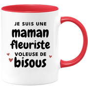 quotedazur - Mug Je Suis Une Maman Fleuriste Voleuse De Bisous - Cadeau Fête Des Mères Original - Idée Cadeau Pour Anniversaire Maman - Cadeau Pour Future Maman Naissance