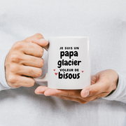 quotedazur - Mug Je Suis Un Papa Glacier Voleur De Bisous - Cadeau Fête Des Pères Original - Idée Cadeau Pour Anniversaire Papa - Cadeau Pour Futur Papa Naissance