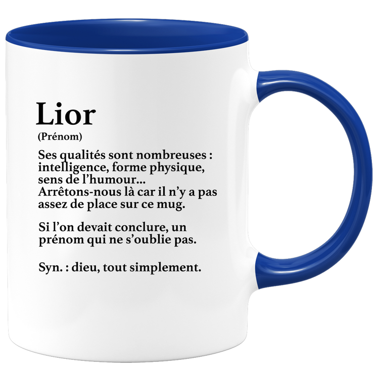 quotedazur - Mug Définition Prénom Lior Dieu Tout Simplement - Cadeau Humour Prénom - Idée Cadeau Famille Saint Valentin - Tasse Prénom Lior