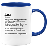 quotedazur - Mug Définition Prénom Luz Déesse Tout Simplement - Cadeau Humour Prénom - Idée Cadeau Famille Saint Valentin - Tasse Prénom Luz - Idéal Pour Noël Au Bureau