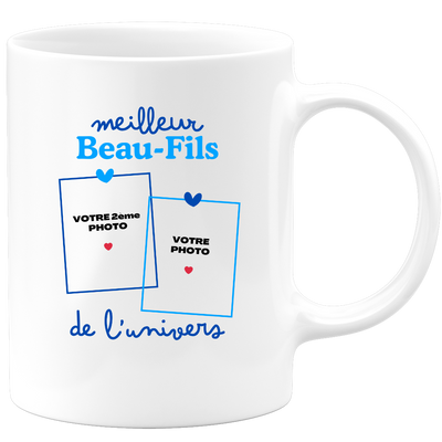 Mug Meilleur Beau-fils de l'univers - Mug personnalisé avec 2 photos famille