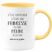 quotedazur - Mug Prénom Meline Compliqué D'Être Une Princesse Et Une Meline Mais Ca Va Je Gère - Cadeau Humour Prénom - Idée Cadeau  Saint Valentin - Tasse Prénom Meline - Idéal Pour Noël