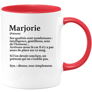 quotedazur - Mug Définition Prénom Marjorie Déesse Tout Simplement - Cadeau Humour Prénom - Idée Cadeau Famille Saint Valentin - Tasse Prénom Marjorie - Idéal Pour Noël Au Bureau